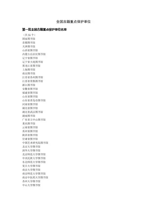 全国古籍重点保护单位
