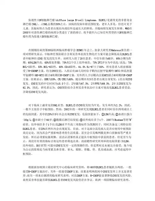 复发性中枢神经系统弥漫性大B细胞淋巴瘤诊疗进展