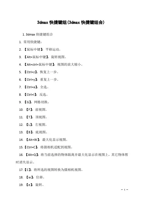 3dmax快捷键组(3dmax快捷键组合)
