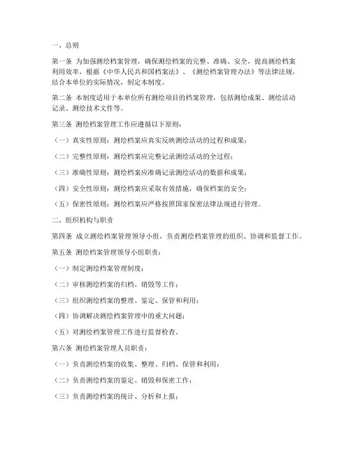 测绘档案管理制度模板