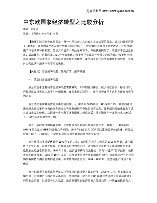 中东欧国家经济转型之比较分析