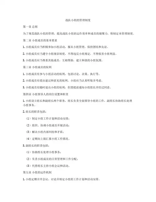 战队小组的管理制度