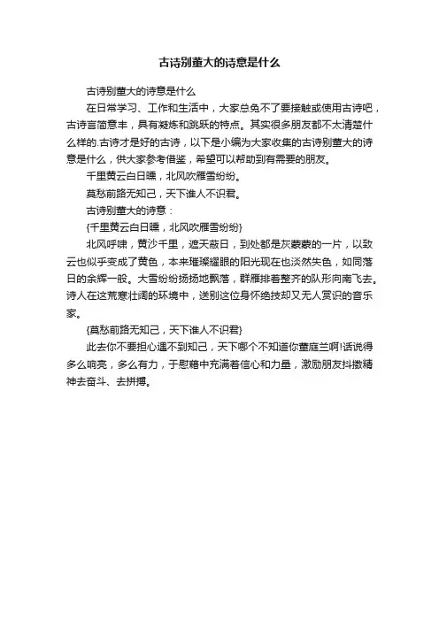 古诗别董大的诗意是什么