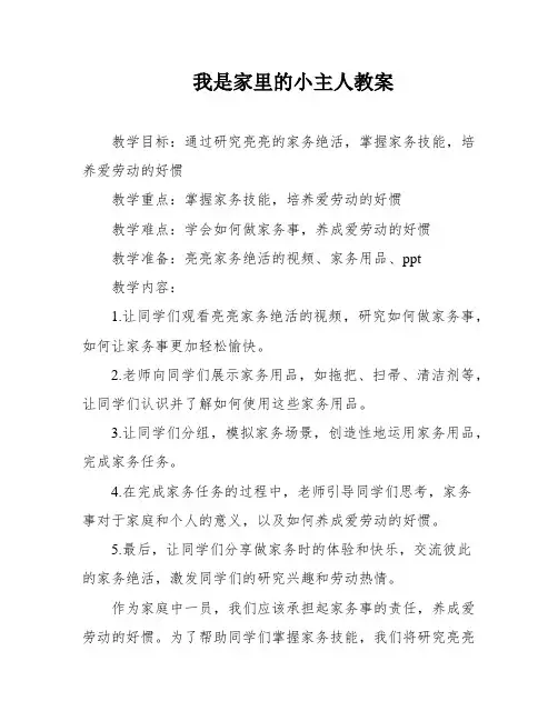 我是家里的小主人教案
