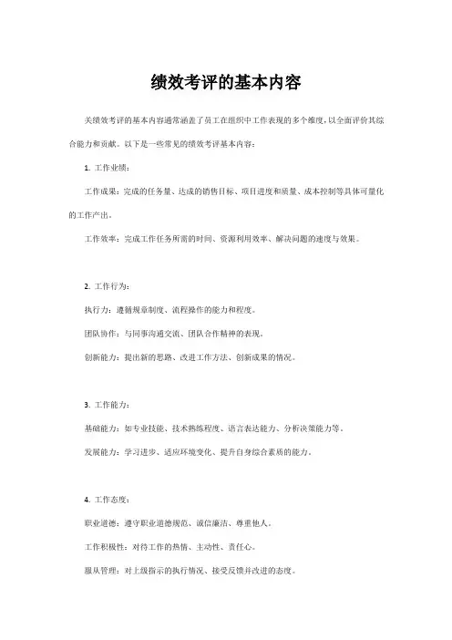 绩效考评的基本内容