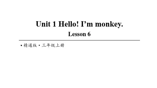 人教精通版三年级上册英语Unit 1 Hello! I'm Monkey Lesson 6课件