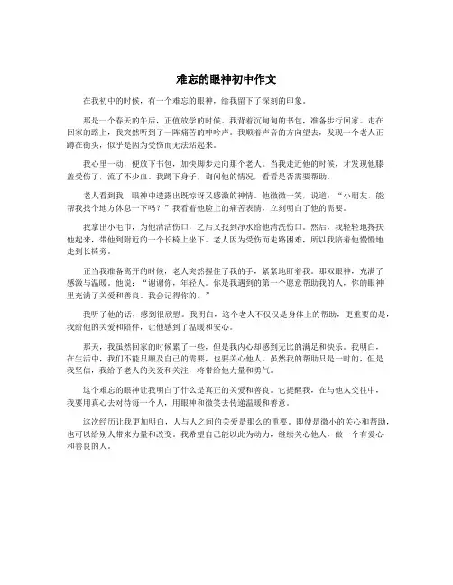 难忘的眼神初中作文