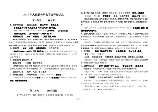 2024年人教版音乐七下必背知识点