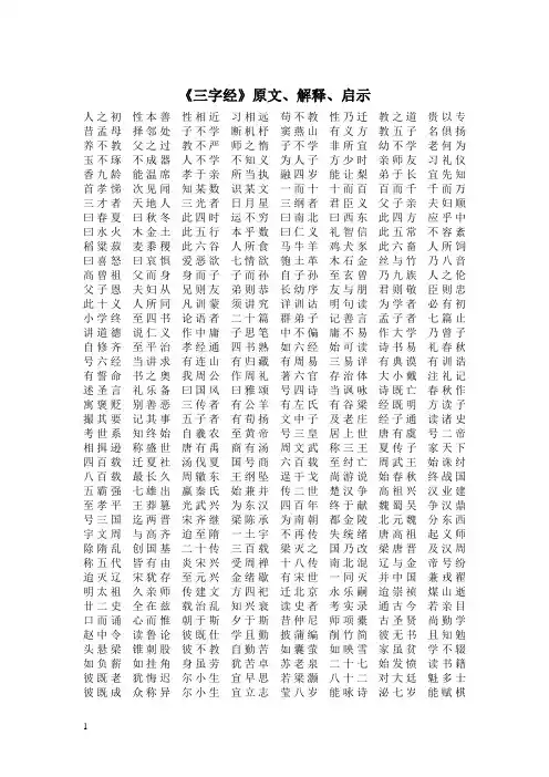 《三字经》原文、解释、启示