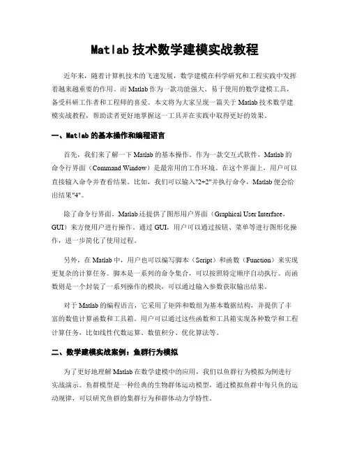 Matlab技术数学建模实战教程