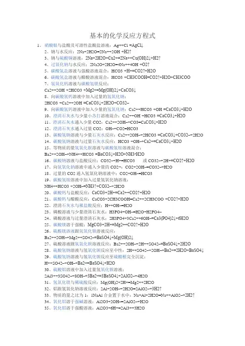 基本的化学反应方程式