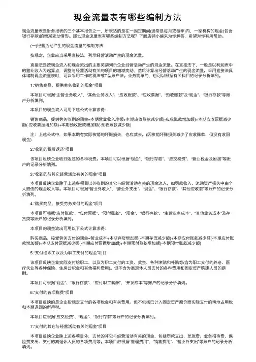 现金流量表有哪些编制方法