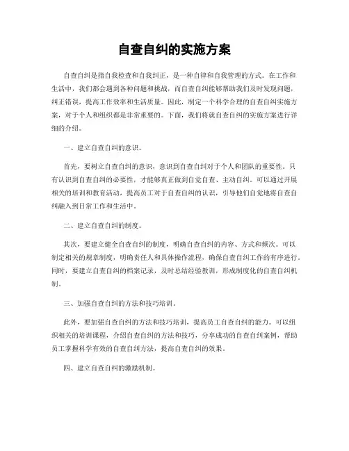 自查自纠的实施方案