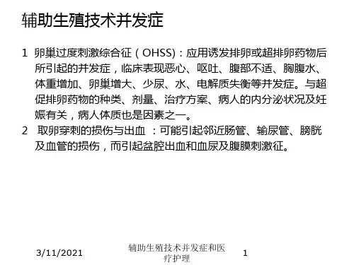 辅助生殖技术并发症和医疗护理培训课件