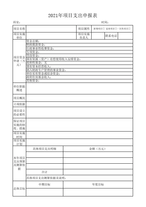 2021年项目支出申报表 Microsoft Excel 工作表 (2)