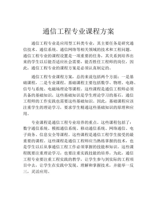 通信工程专业课程方案