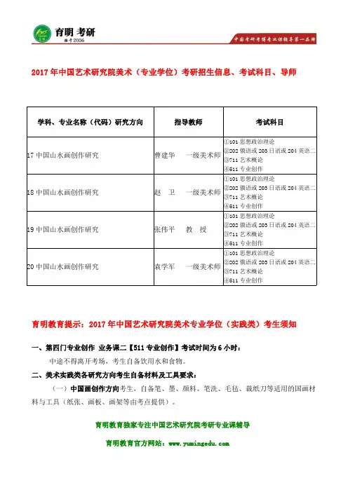 2017年中国艺术研究院中国山水画创作研究 711艺术概论考研真题
