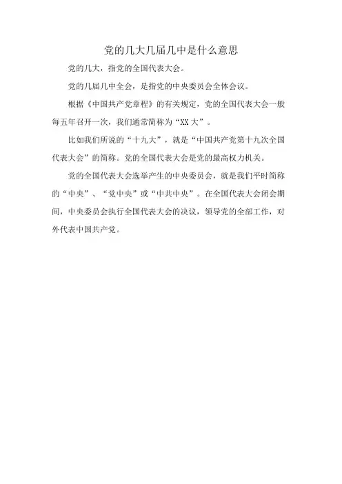 党的几大几届几中是什么意思
