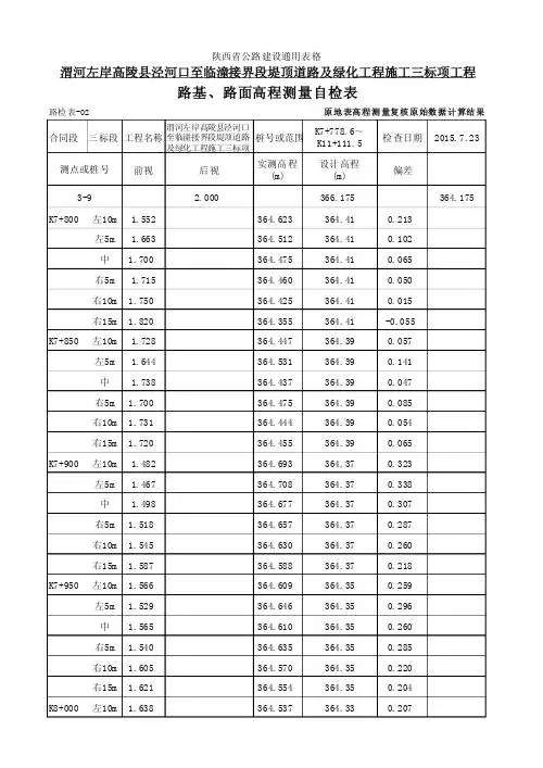 原地表高程复核测量记录表