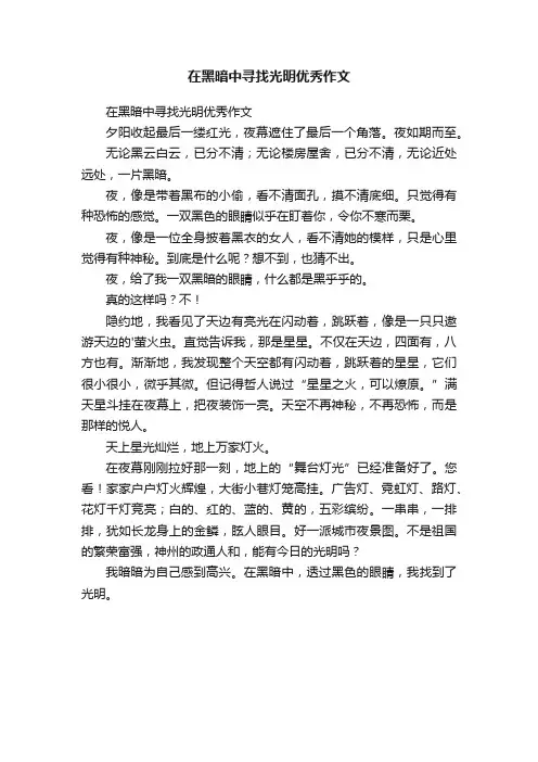 在黑暗中寻找光明优秀作文
