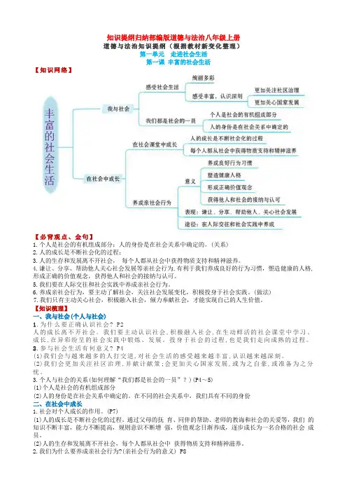 知识提纲归纳部编版道德与法治八年级上册