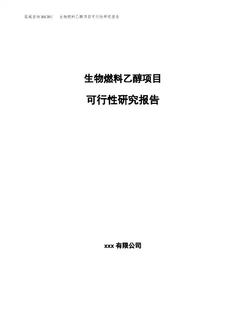 生物燃料乙醇项目可行性研究报告(立项备案模板范文)
