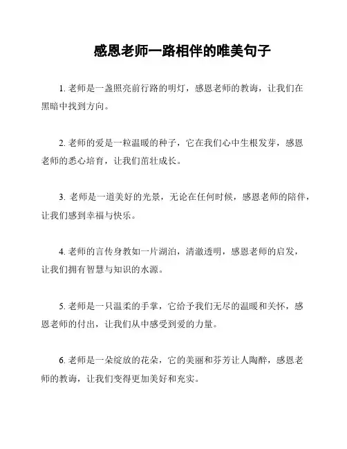 感恩老师一路相伴的唯美句子
