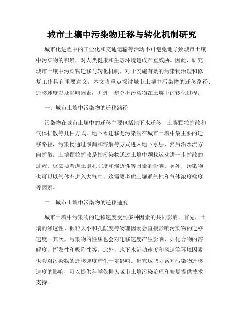 城市土壤中污染物迁移与转化机制研究