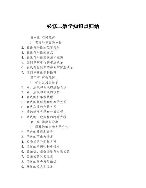 必修二数学知识点归纳