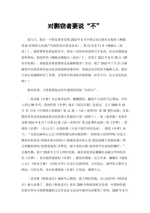对剽窃者要说“不”