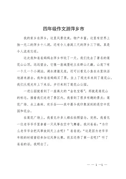四年级作文游萍乡市