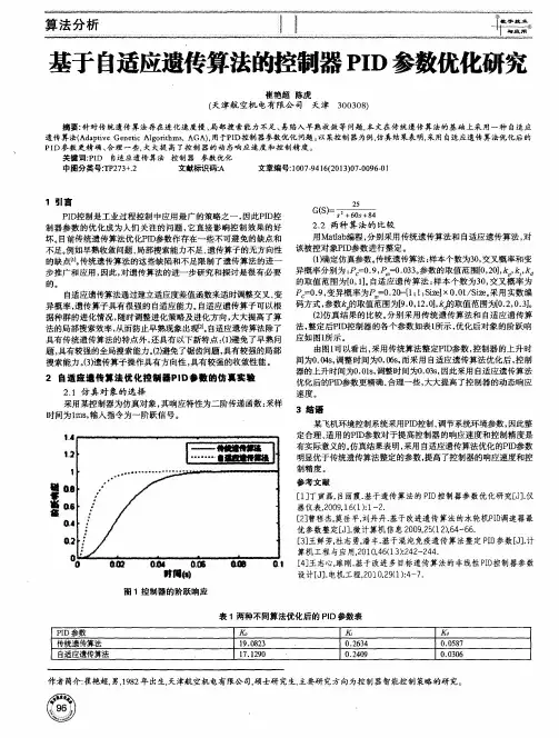基于自适应遗传算法的控制器PID参数优化研究