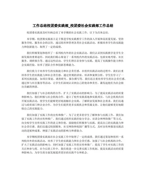 工作总结校团委实践部_校团委社会实践部工作总结