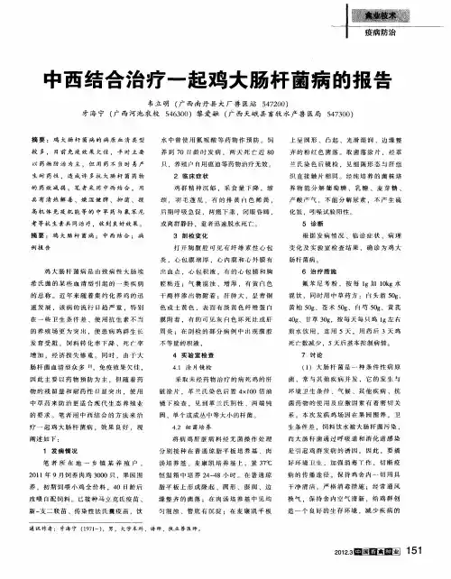 中西结合治疗一起鸡大肠杆菌病的报告
