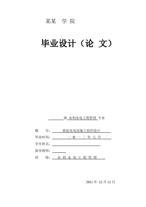 水利水电专业毕业设计 - 副本