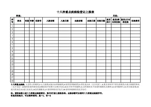 十八种重点疾病登记表