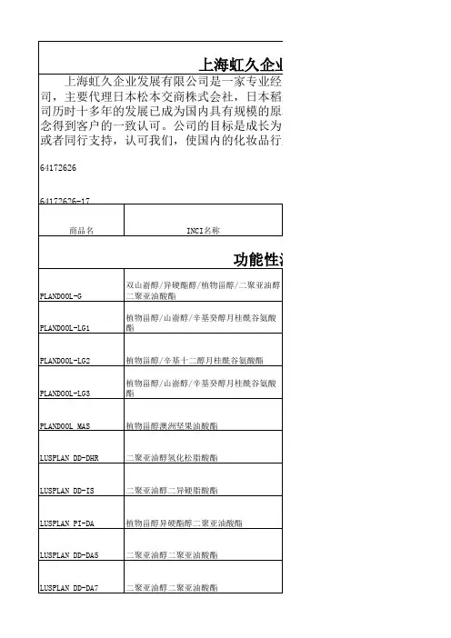 化妆品原料 日本进口