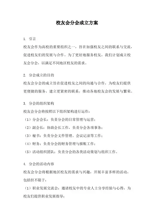 校友会分会成立方案