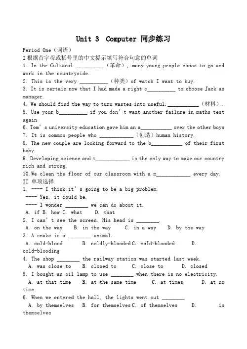高中英语新人教版必修2 unit3 computer 同步练习