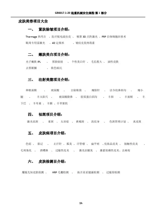 皮肤美容项目大全