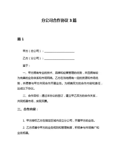分公司合作协议3篇