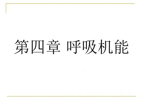 运动生理学---第四章呼吸机能