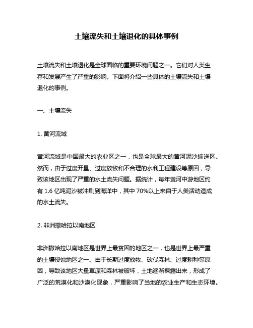 土壤流失和土壤退化的具体事例