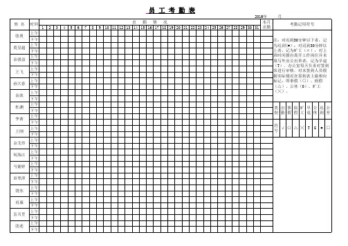 员工考勤表格式考勤表模板(1)