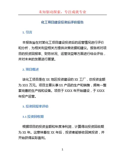 化工项目建设投资后评价报告