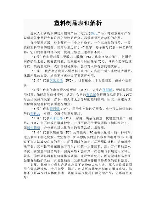 塑料制品的数字标识含义解析