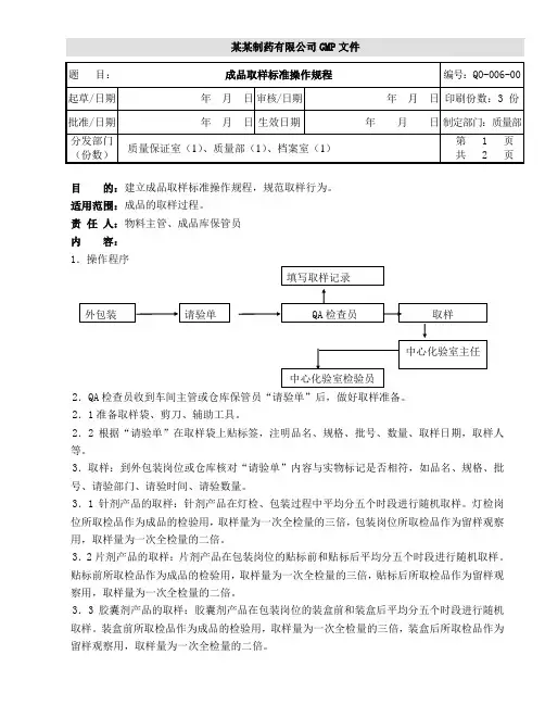 成品取样标准操作规程