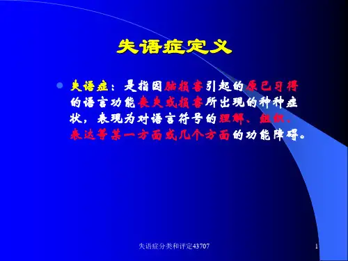 失语症分类和评定43707 ppt课件