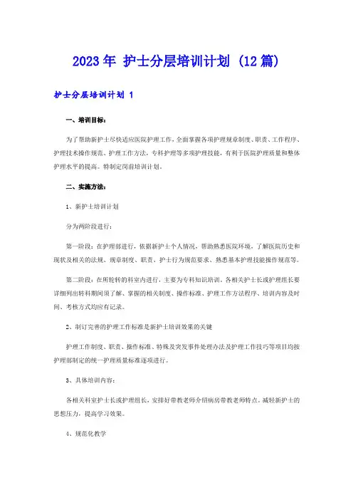 2023年 护士分层培训计划 (12篇)