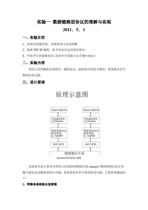 实验一 数据链路层协议的理解与实现